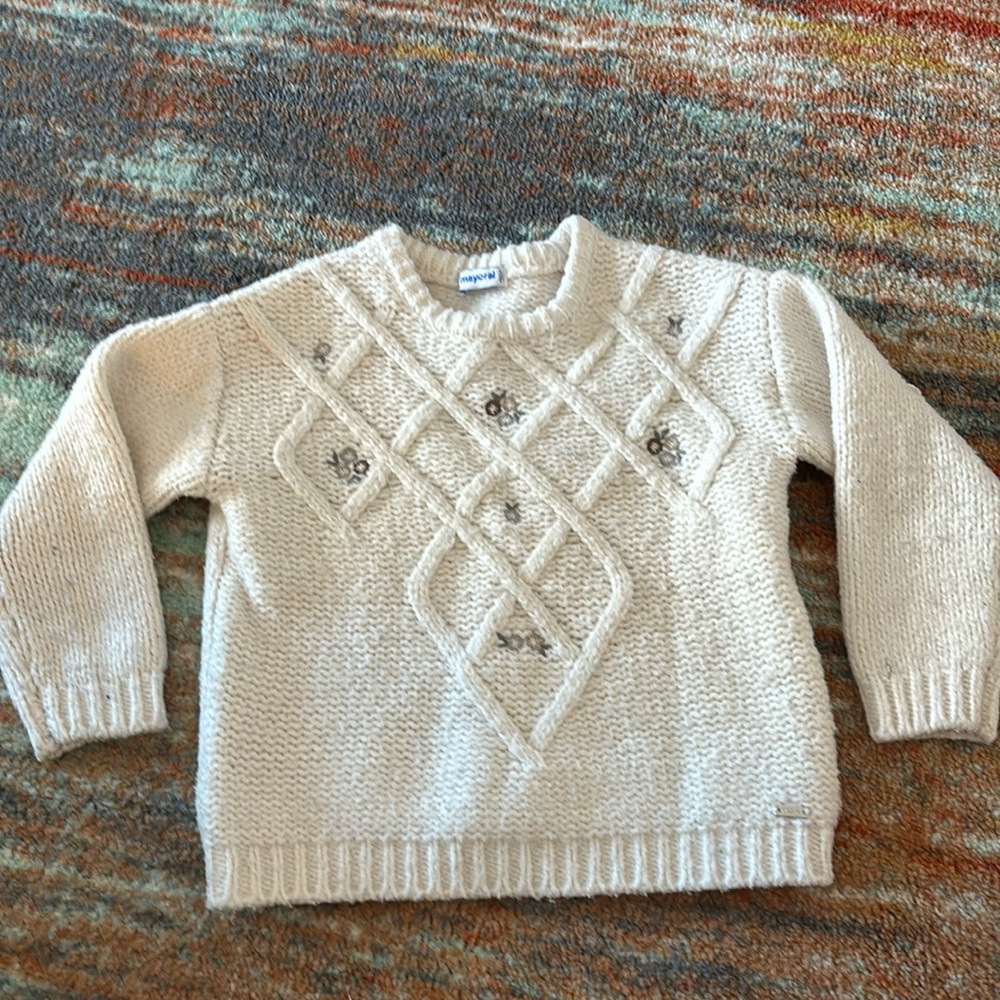 Mayoral white embroidered sweater